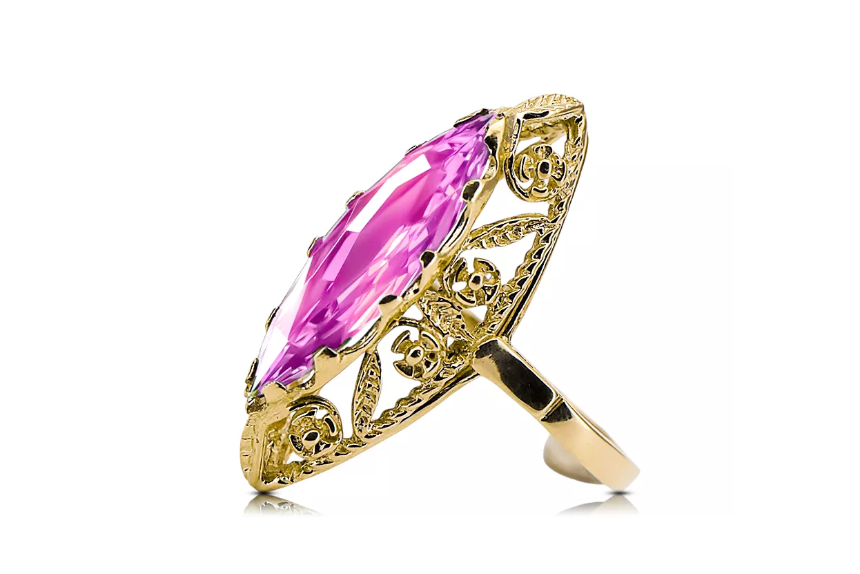 Vintage craft Ring Amethyst 14K Yellow gold vrc005y